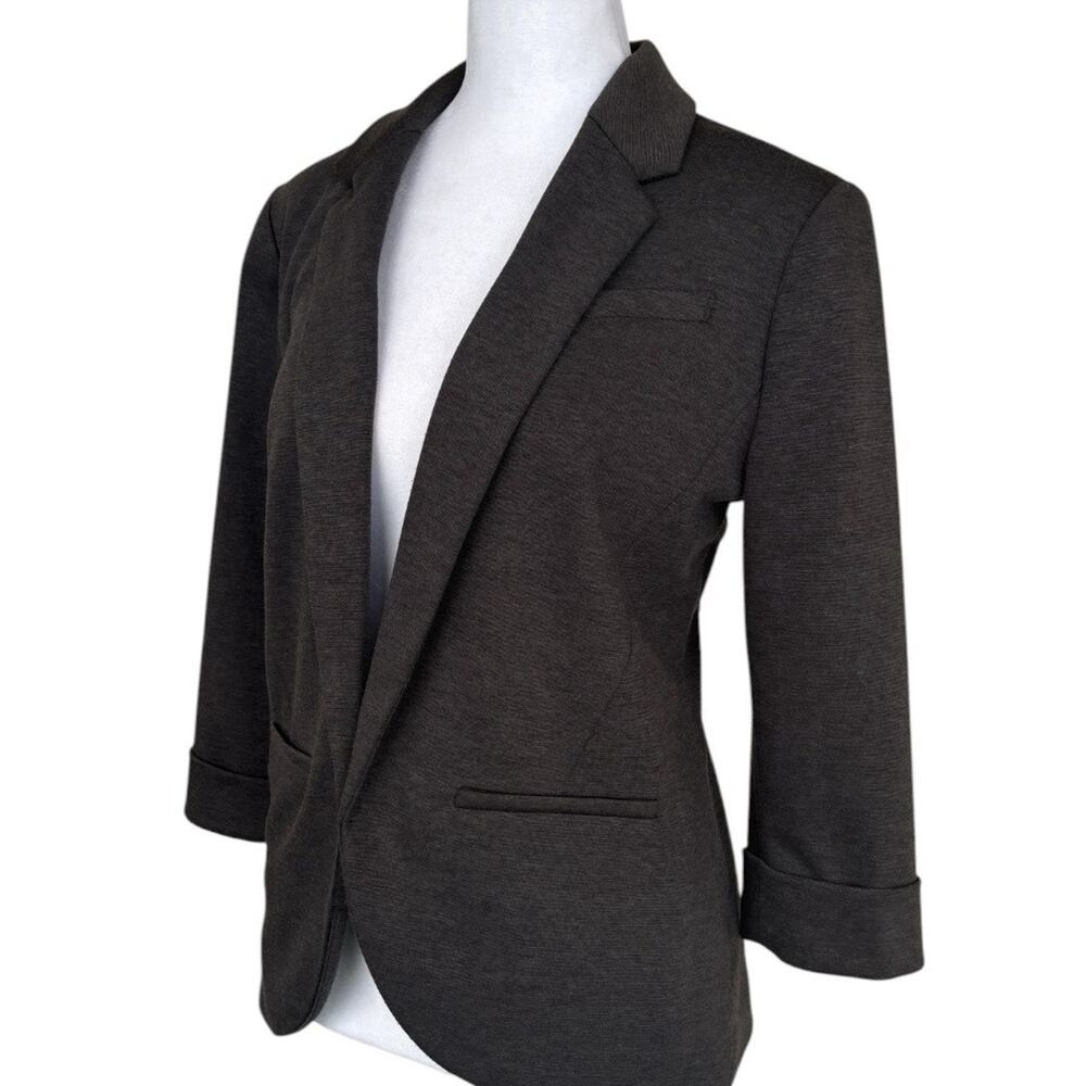 LC Lauren Conrad Black Open Front Knit Blazer 3/4 Cuffed Sleeve Sz 6 Office - Picture 3 of 6